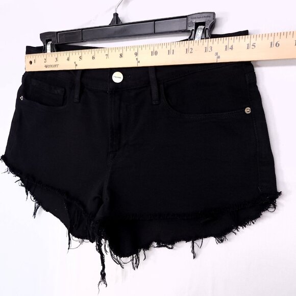 Frame Le Cut Off Shorts Women 26 Raw Hem Distressed Black Denim Ho Pants - Picture 5 of 10